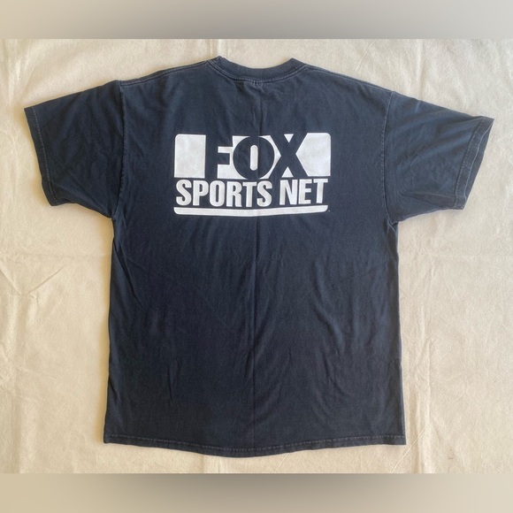 Hanes Beefy Vintage Fox Sports Net Promo Black White Graphic Tee Adult Large - Picture 2 of 6